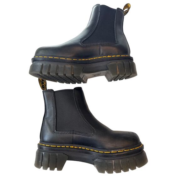 Dr Martens Audrick Nappa Leather Platform Chelsea Boots Black Lux Size 6 US - Picture 2 of 11